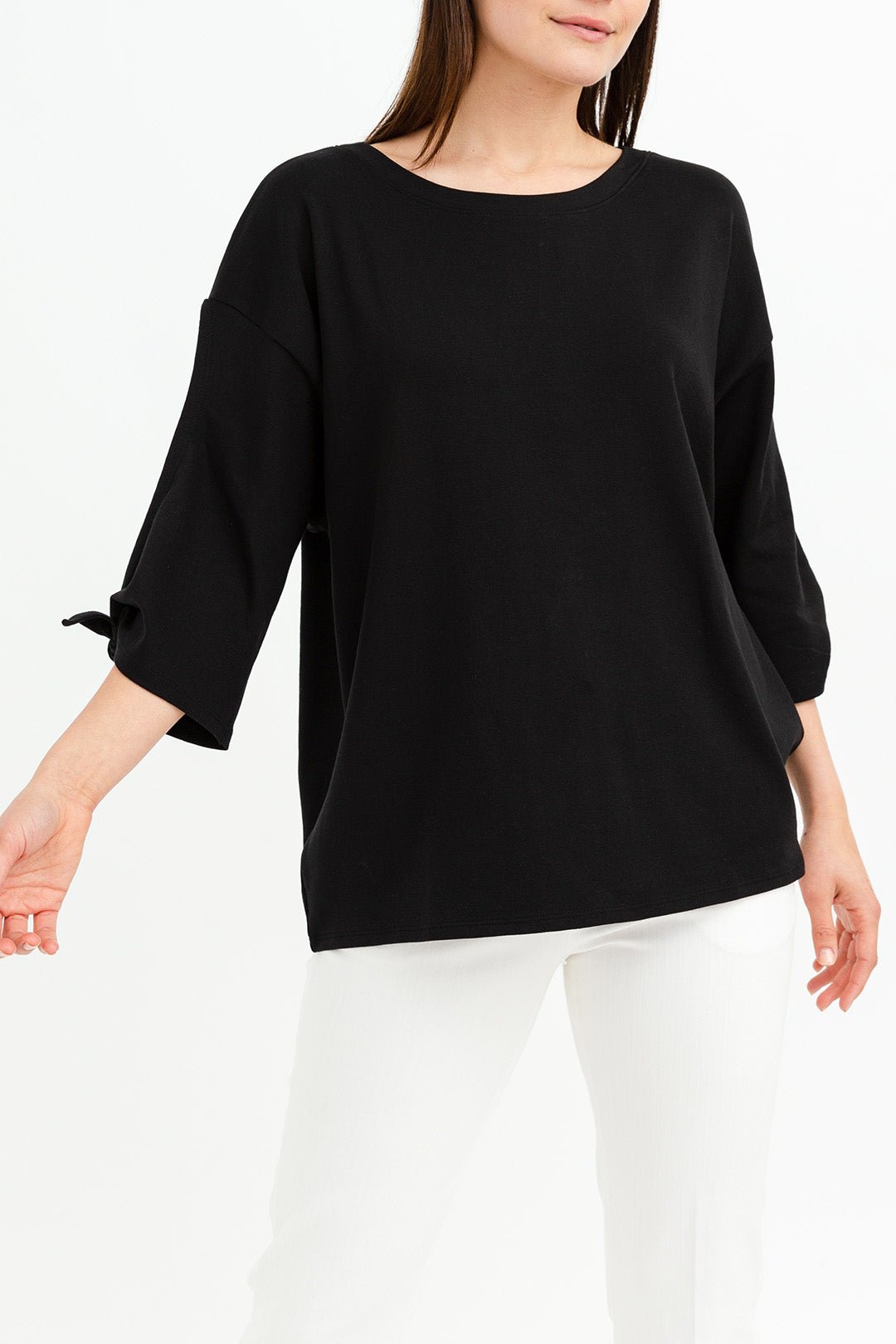 BOATNECK TIE-SLEEVE TOP IN PIMA COTTON STRETCH - Jarbo