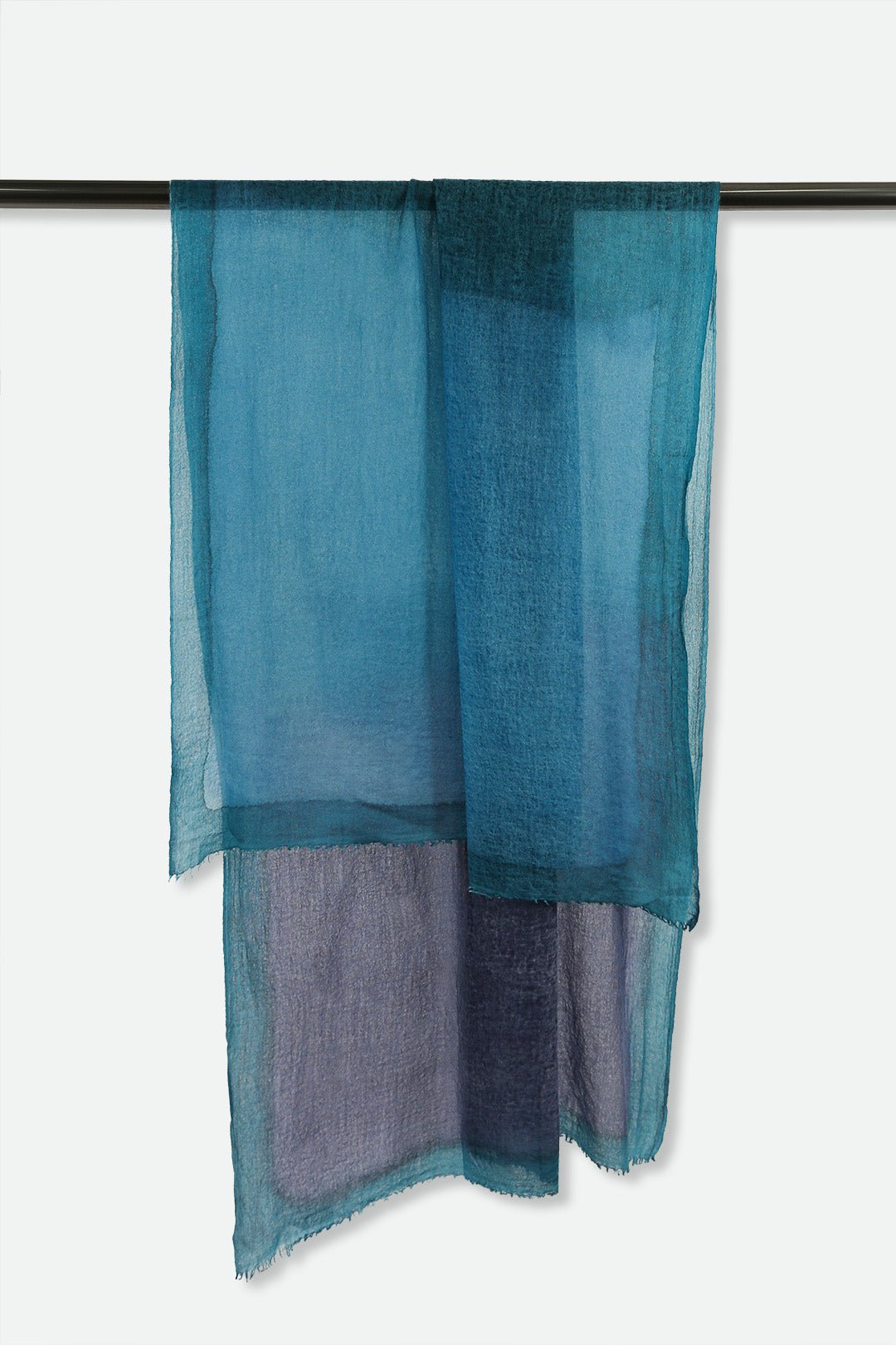 BORDERED ULTRAMARINE SCARF IN HAND DYED CASHMERE - Jarbo