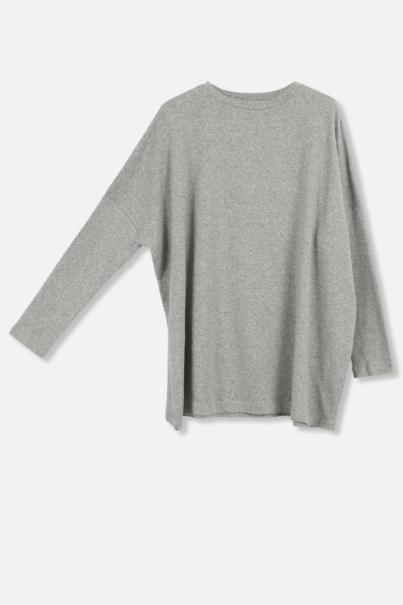 BOYFRIEND RELAXED-FIT LONG SLEEVE CREW IN HEATHER PIMA COTTON STRETCH - Jarbo