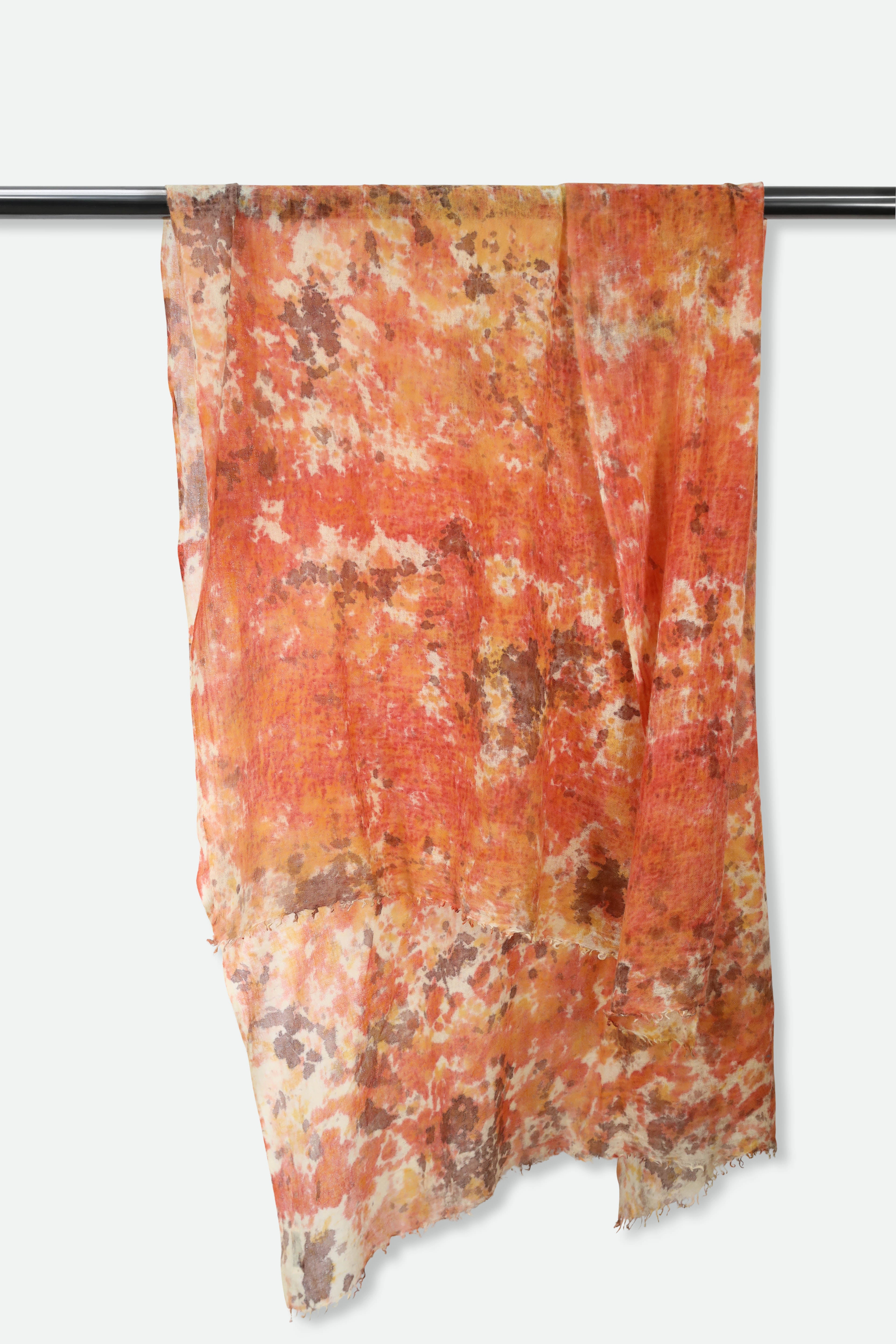 BURNT ORANGE SCARF IN HAND DYED CASHMERE - Jarbo