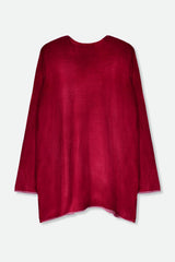 CARISSA RELAXED SWEATER IN HAND-DYED CASHMERE CRIMSON RED - Jarbo