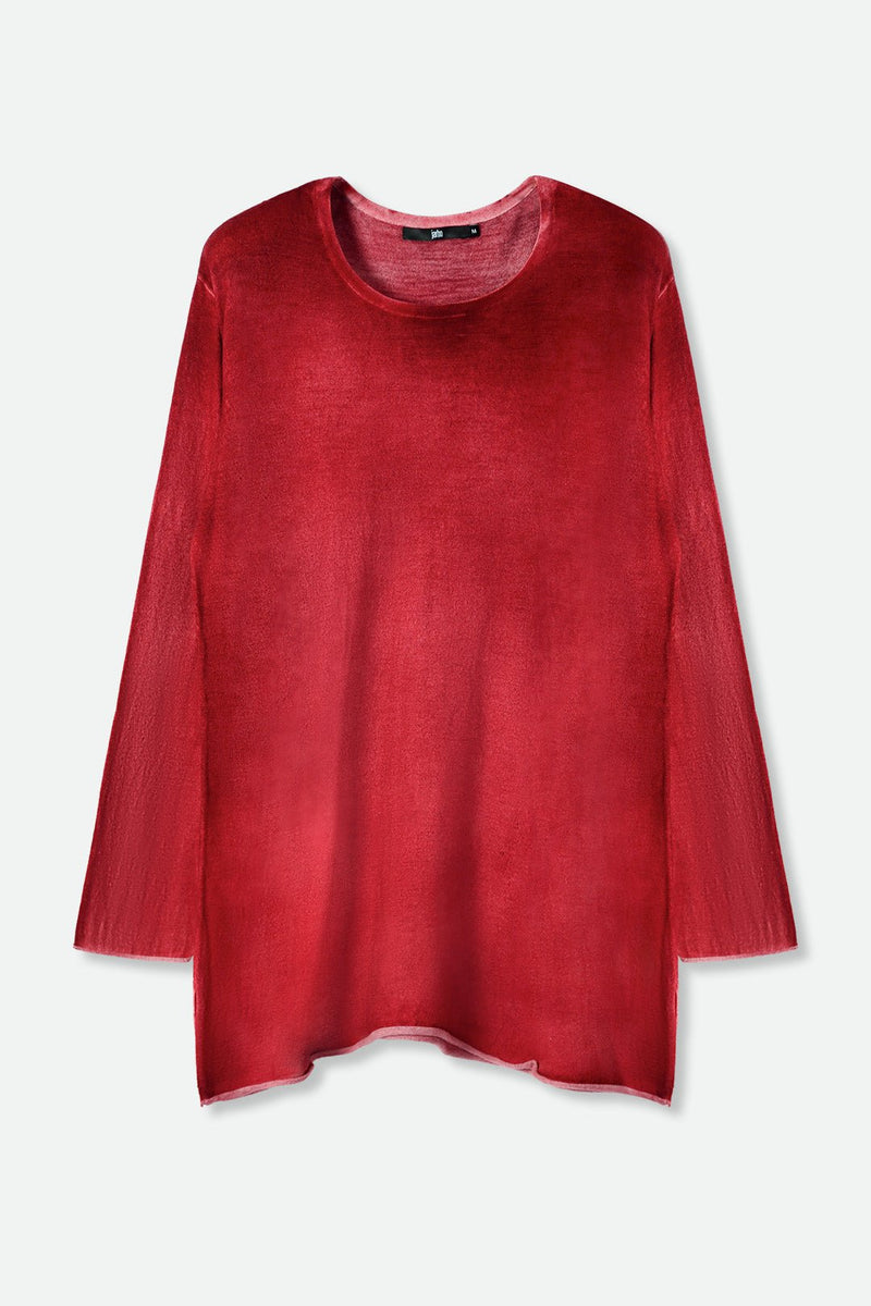 CARISSA RELAXED SWEATER IN HAND-DYED CASHMERE CRIMSON RED - Jarbo