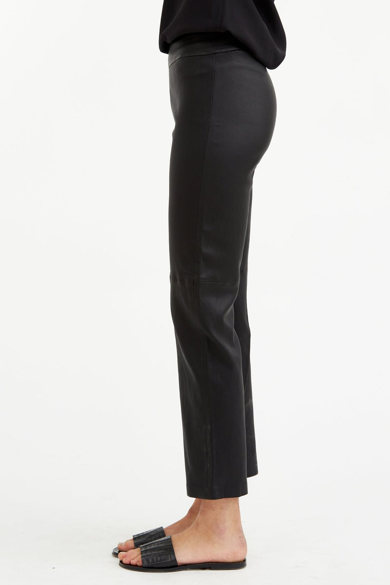 CATERINA ANKLE STRAIGHT LEG PANT IN STRETCH LEATHER - Jarbo