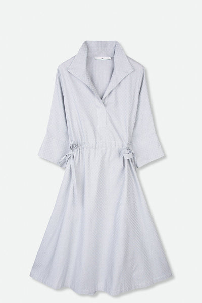 パーティードレス GANISONG Lace chichi cotton shirt dress blue Nungwi Shirt Dress - Blue & White – Nicobar