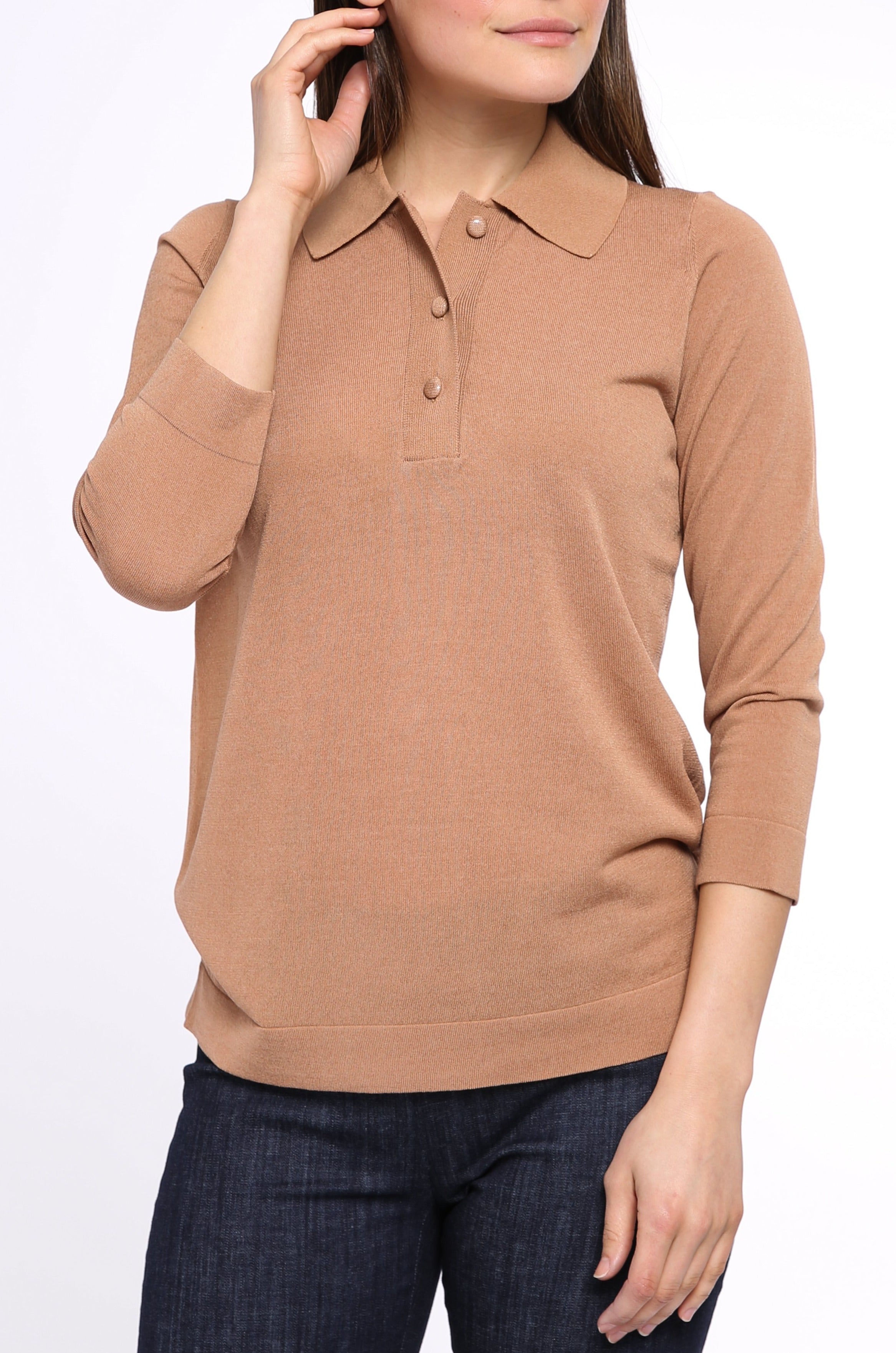 COVERED BUTTON POLO IN ITALIAN HIGH TWIST COTTON - Jarbo