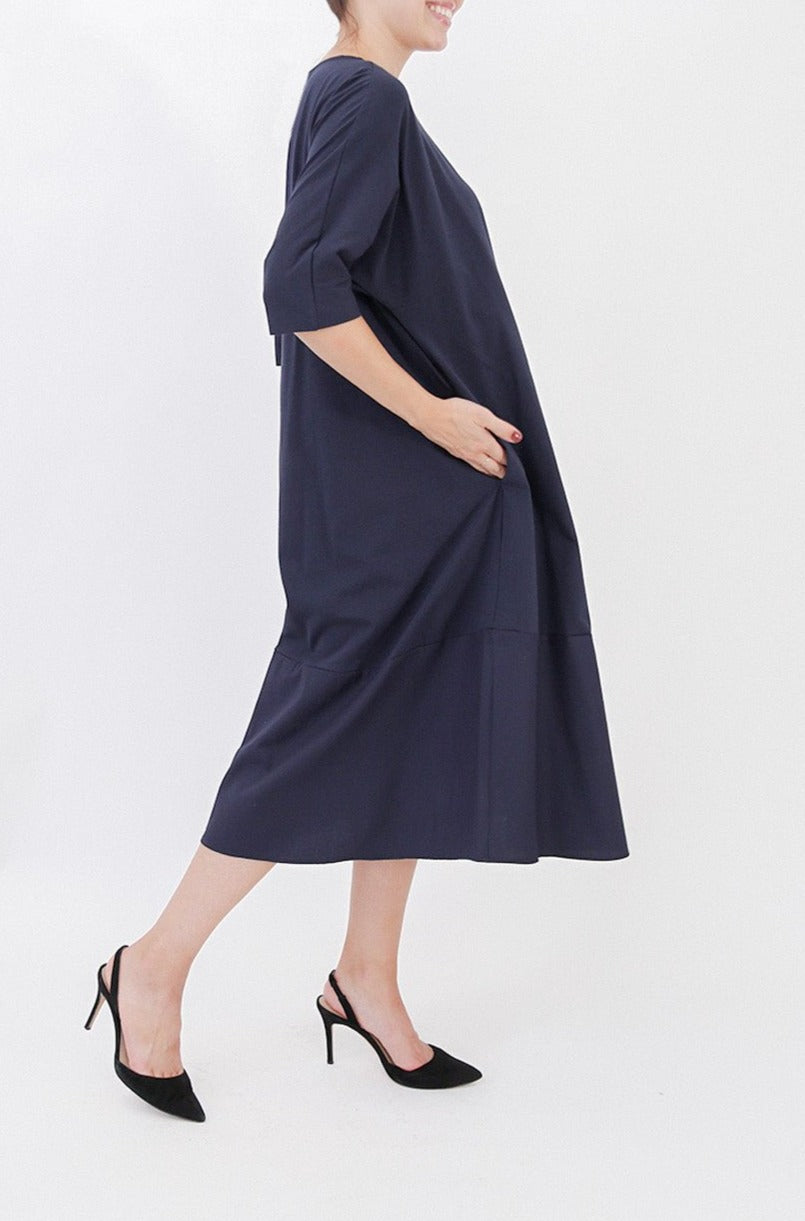 DAVINA MAXI DRESS IN ITALIAN JERSEY AND POPLIN COTTON - Jarbo