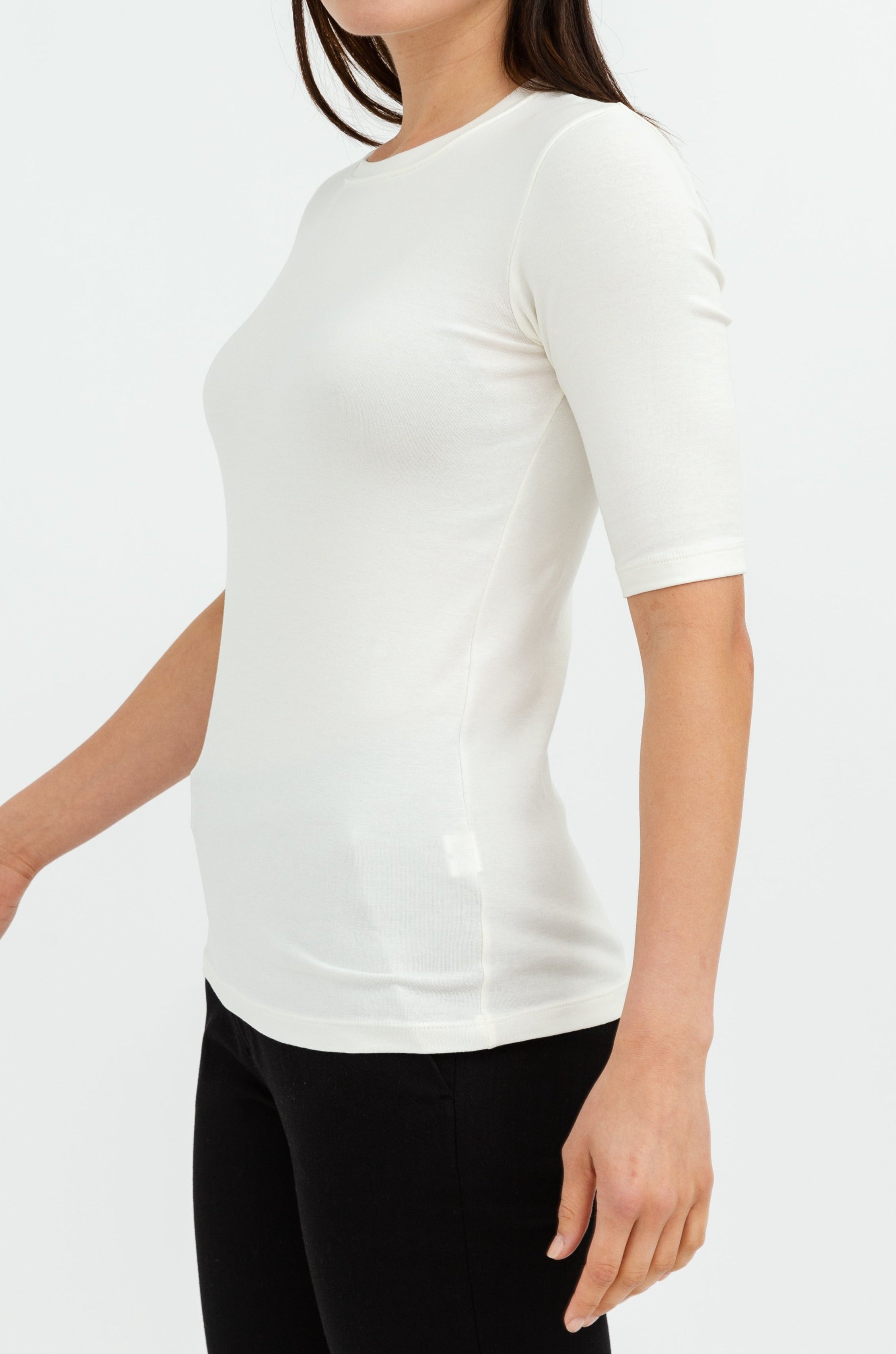 ELBOW SLEEVE CREW IN PIMA COTTON STRETCH LIMITED EDITION COLORS - Jarbo