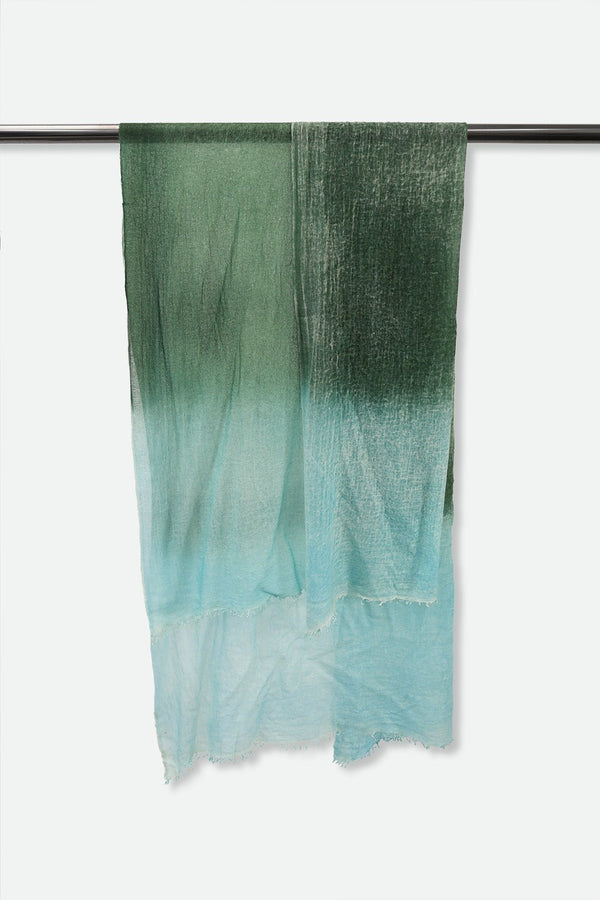 FERN AQUA SCARF IN HAND DYED CASHMERE - Jarbo