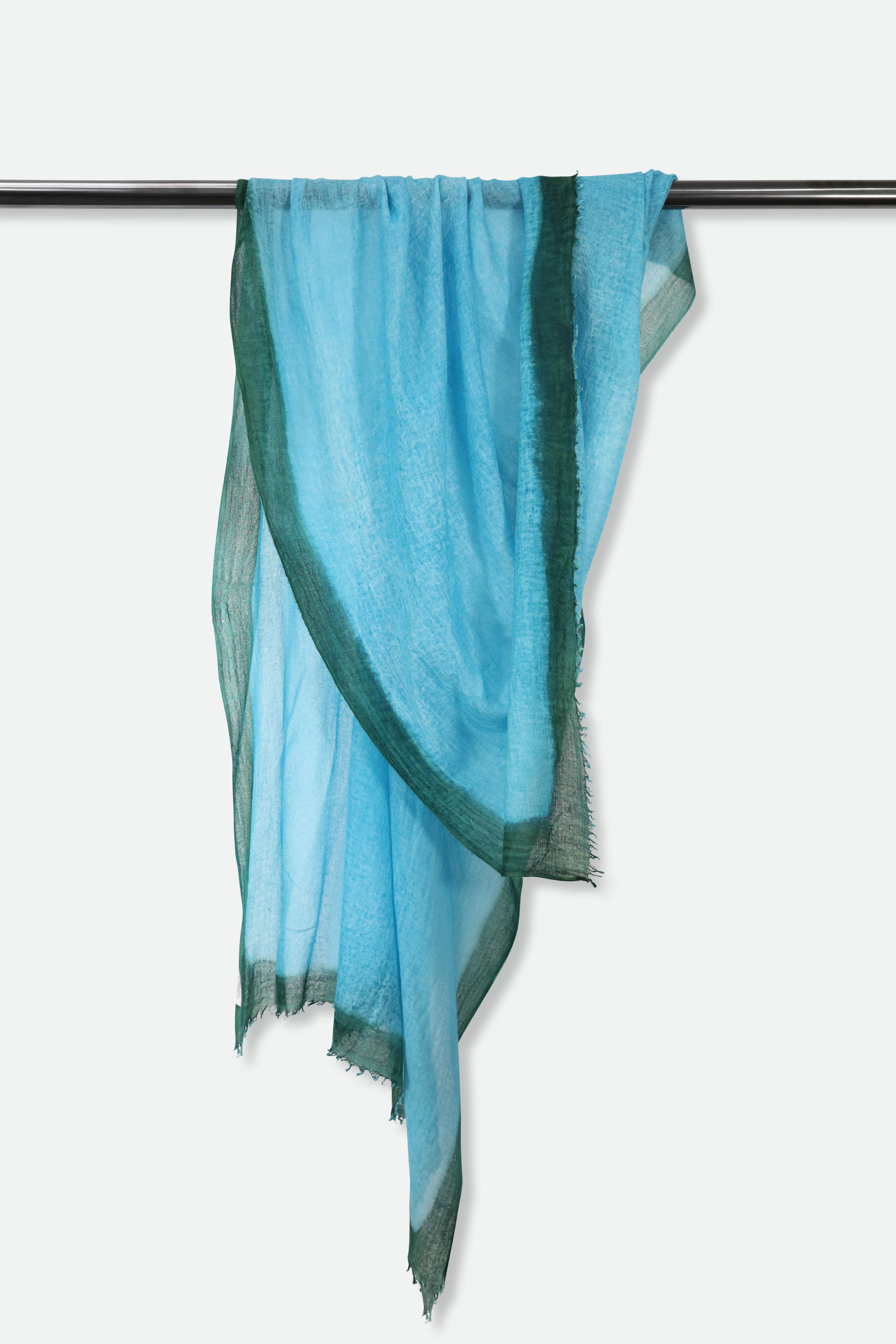 FERN BORDER SCARF IN HAND DYED CASHMERE - Jarbo
