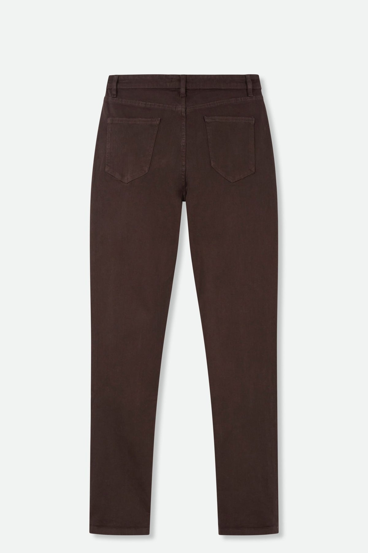 FIVE POCKET GARMENT DYE IN STRETCH DENIM IN CAFE DARK BROWN - Jarbo