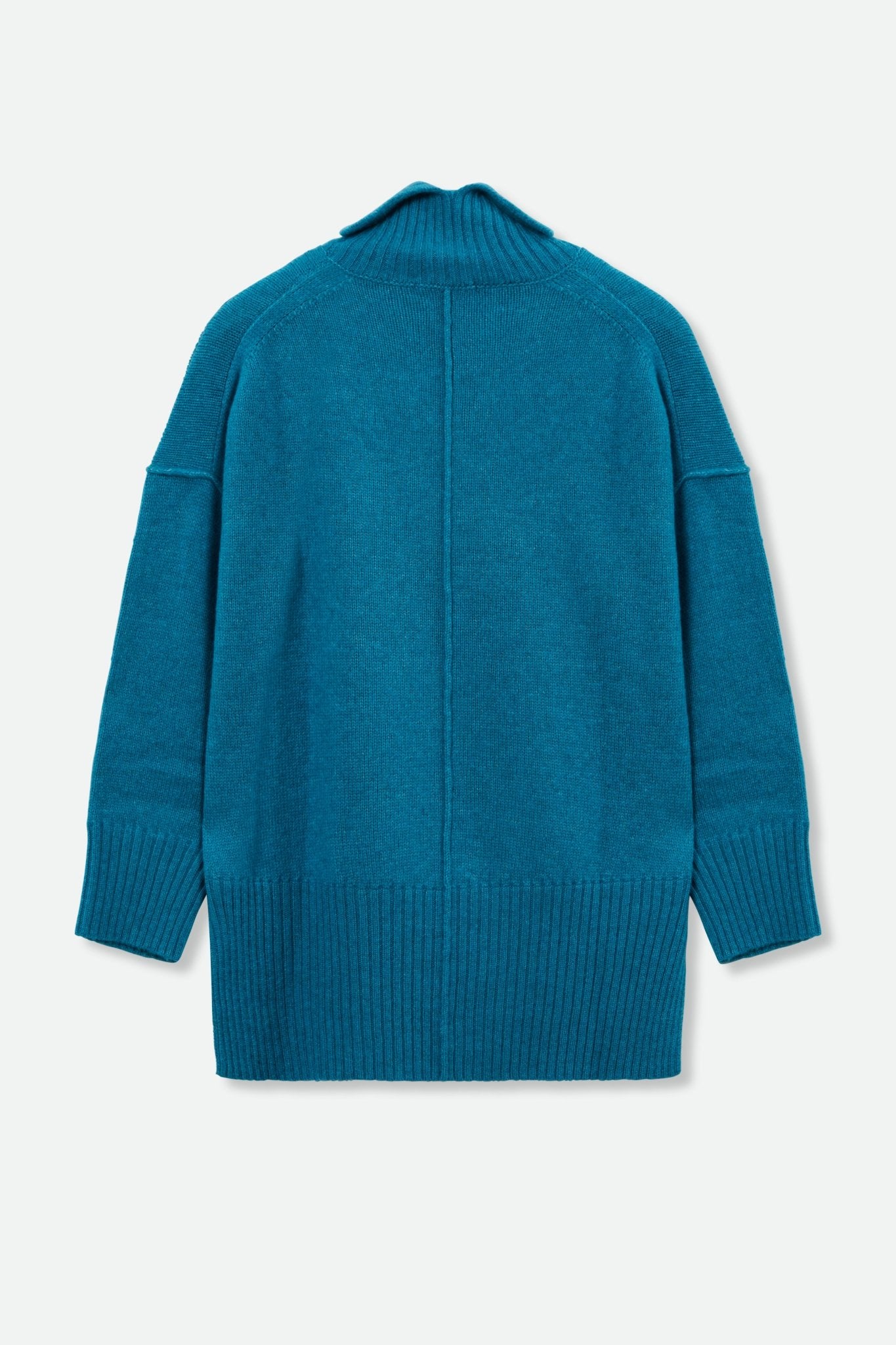 FOLD NECK IN ITALIAN CASHMERE BLENDED YARN AQUA MARINE - Jarbo