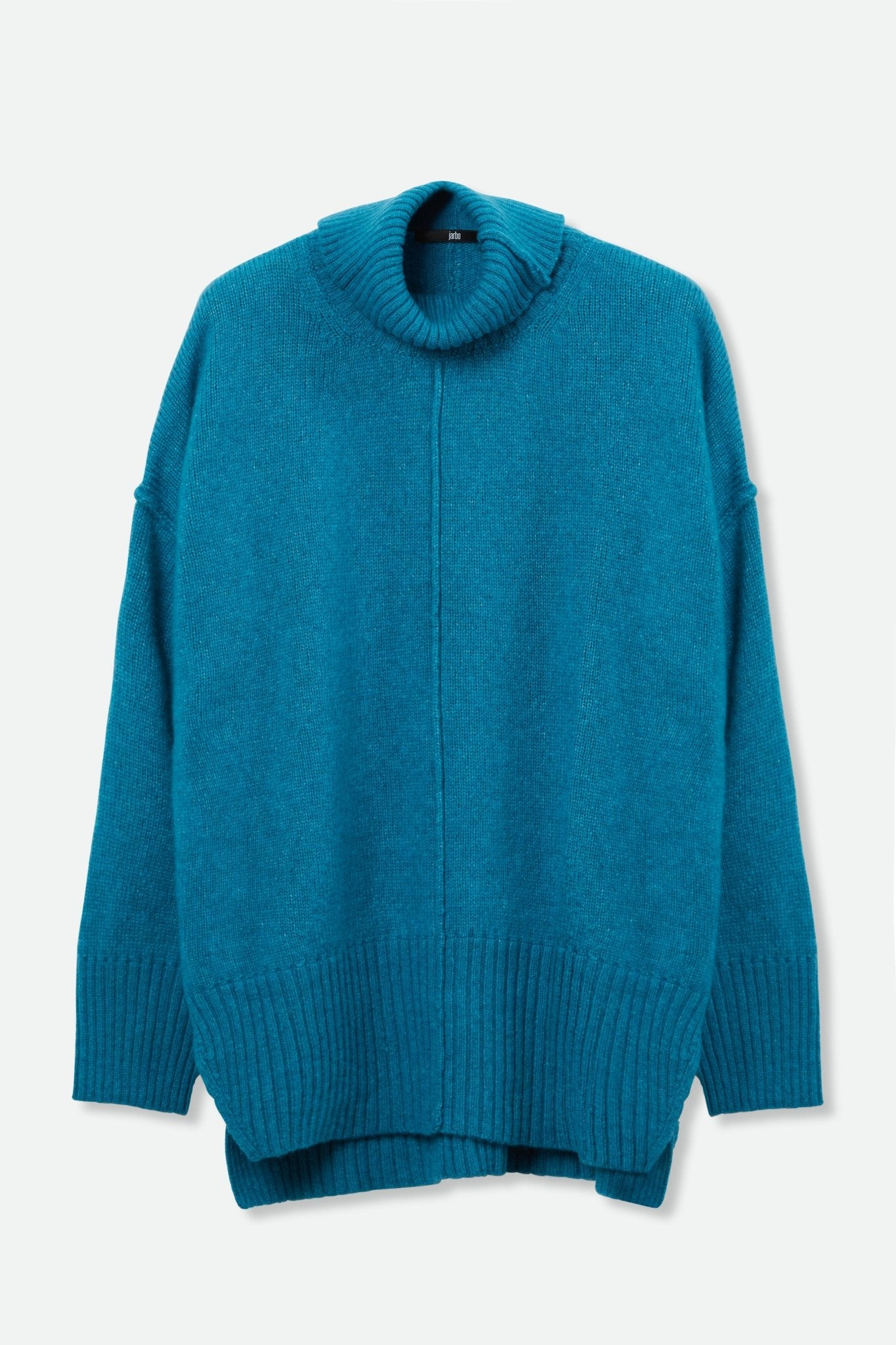 FOLD NECK IN ITALIAN CASHMERE BLENDED YARN AQUA MARINE - Jarbo