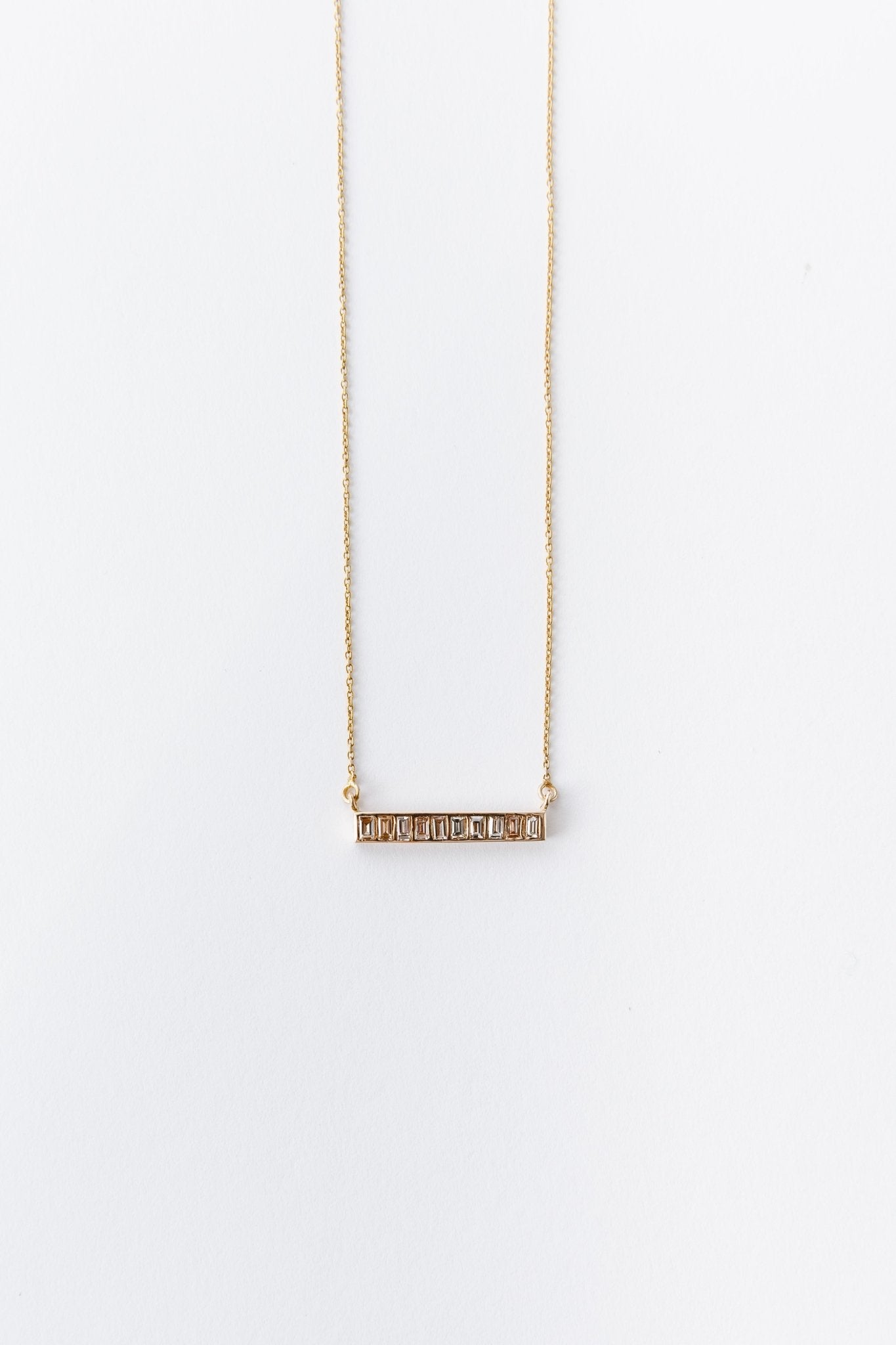 GOLD BAGUETTE BAR NECKLACE - Jarbo