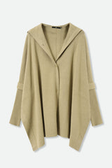 HARPER HOODED CAPE IN DOUBLE KNIT PIMA COTTON STRETCH HEATHER GREEN - Jarbo