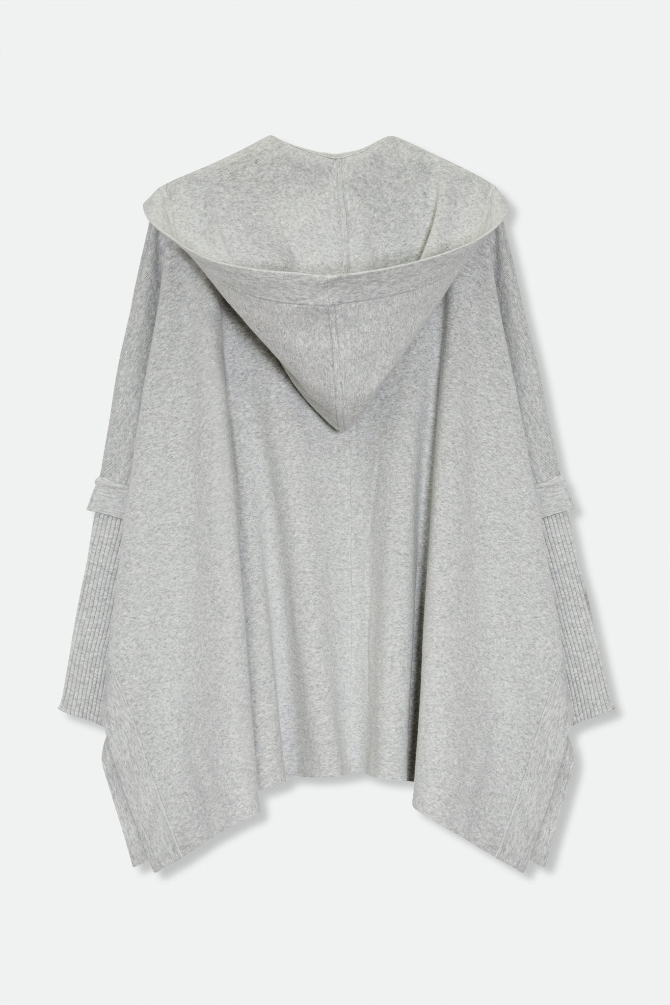 HARPER HOODED CAPE IN DOUBLE KNIT PIMA COTTON STRETCH ICE GREY HEATHER - Jarbo