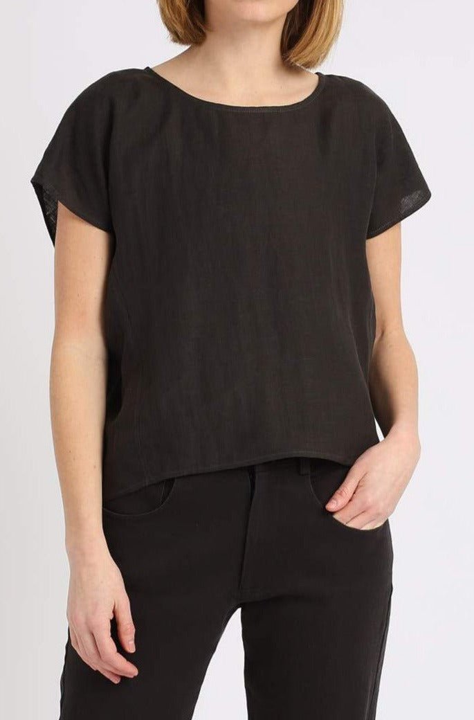 LINEN CROPPED ROUND NECK SHORT SLEEVE - Jarbo
