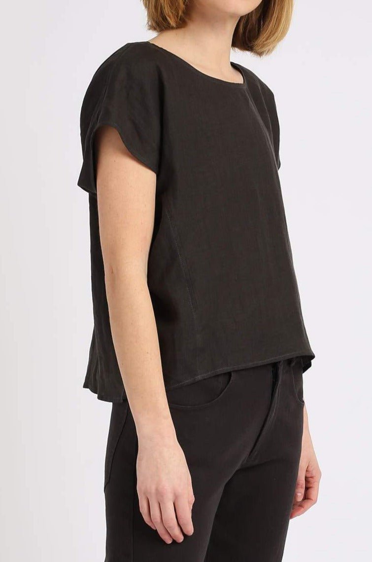 LINEN CROPPED ROUND NECK SHORT SLEEVE - Jarbo