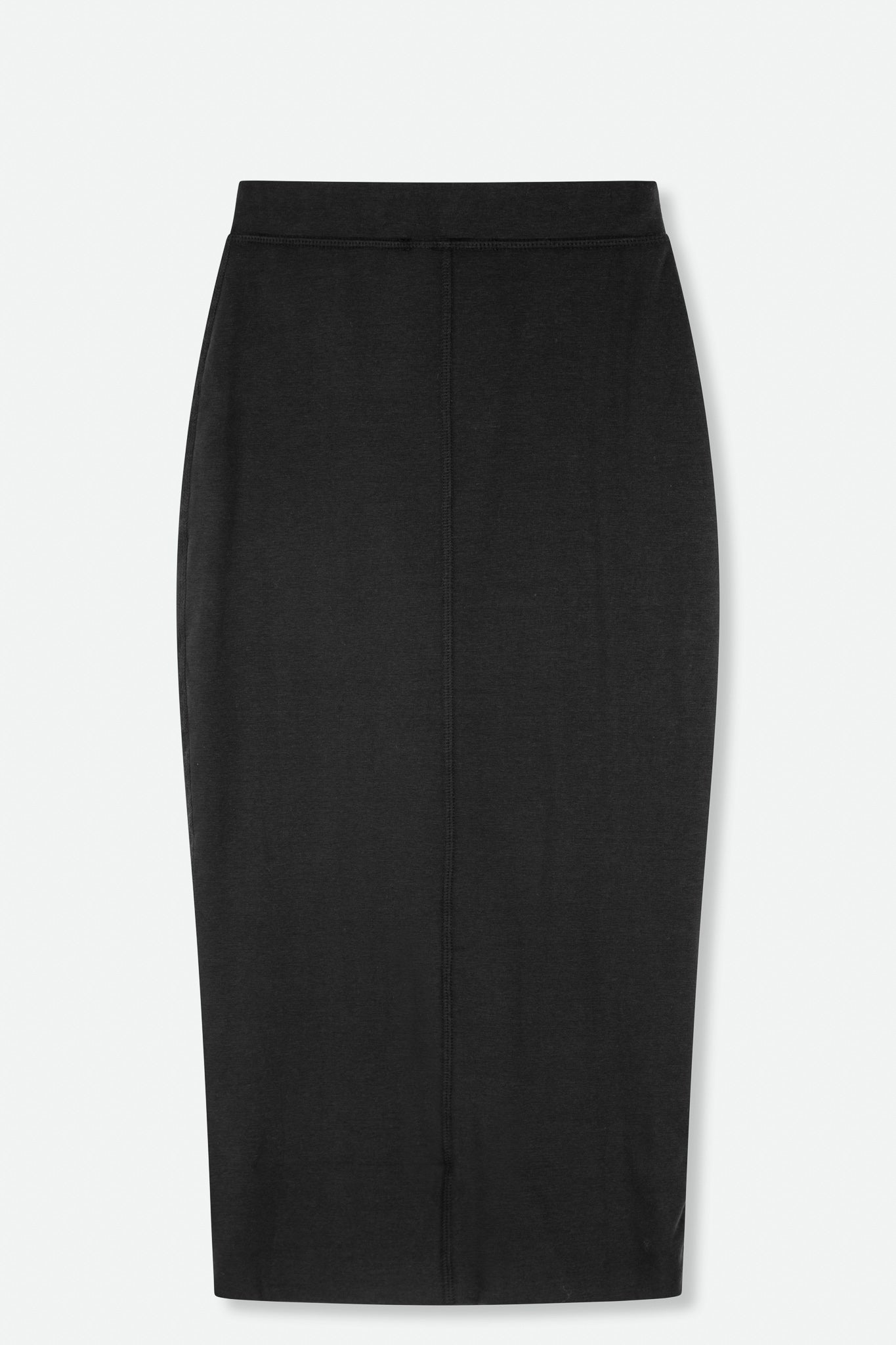 LONG PULL ON SKIRT IN PIMA COTTON STRETCH BLACK - Jarbo