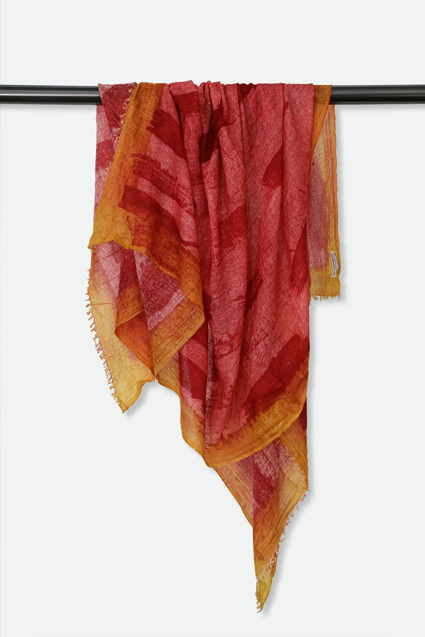 LUCKY RED SCARF IN HAND DYED CASHMERE - Jarbo