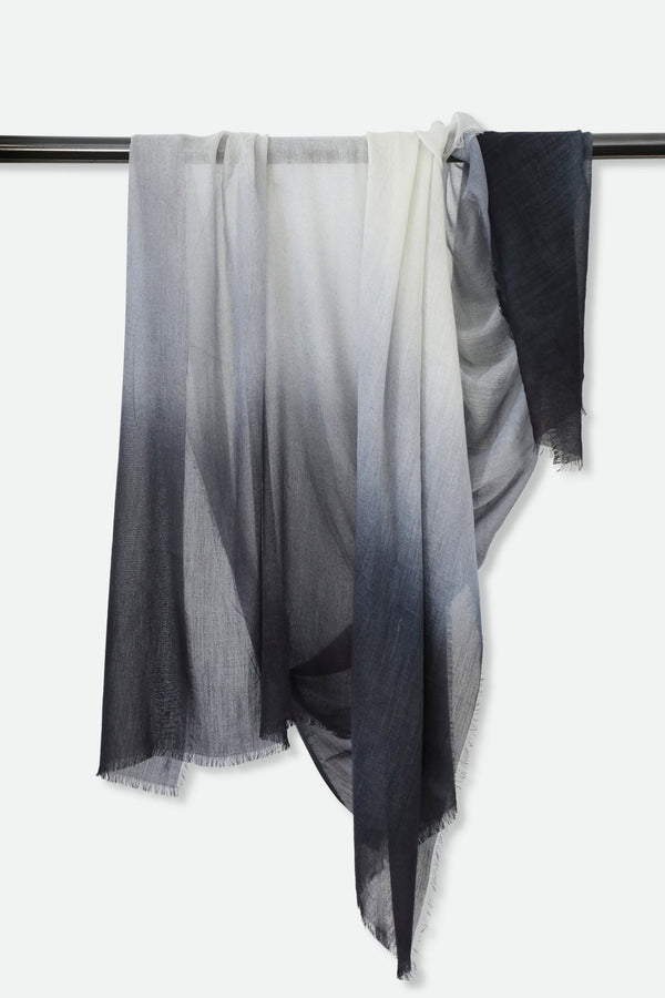 NIVES ITALIAN HAND PAINTED STOLE IN CASHMERE MONOCHROME DEGREDE EDITION - Jarbo