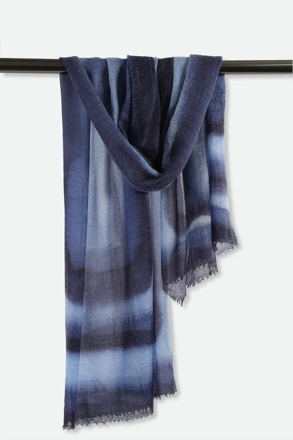 OCEAN WAVES SCARF IN HAND DYED CASHMERE - Jarbo