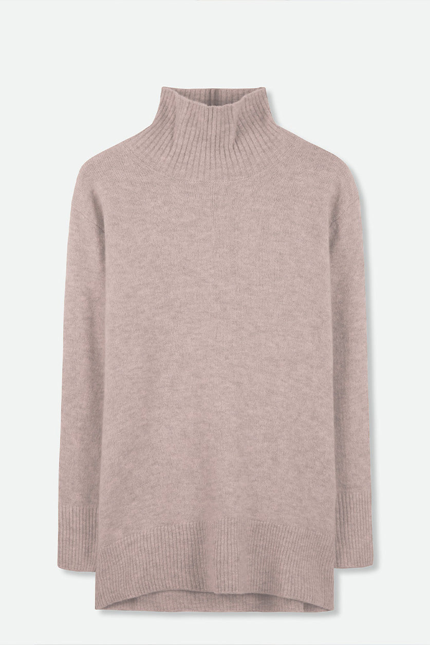 OLYMPIA OVERSIZED TURTLENECK IN CASHMERE VINTAGE ROSE - Jarbo