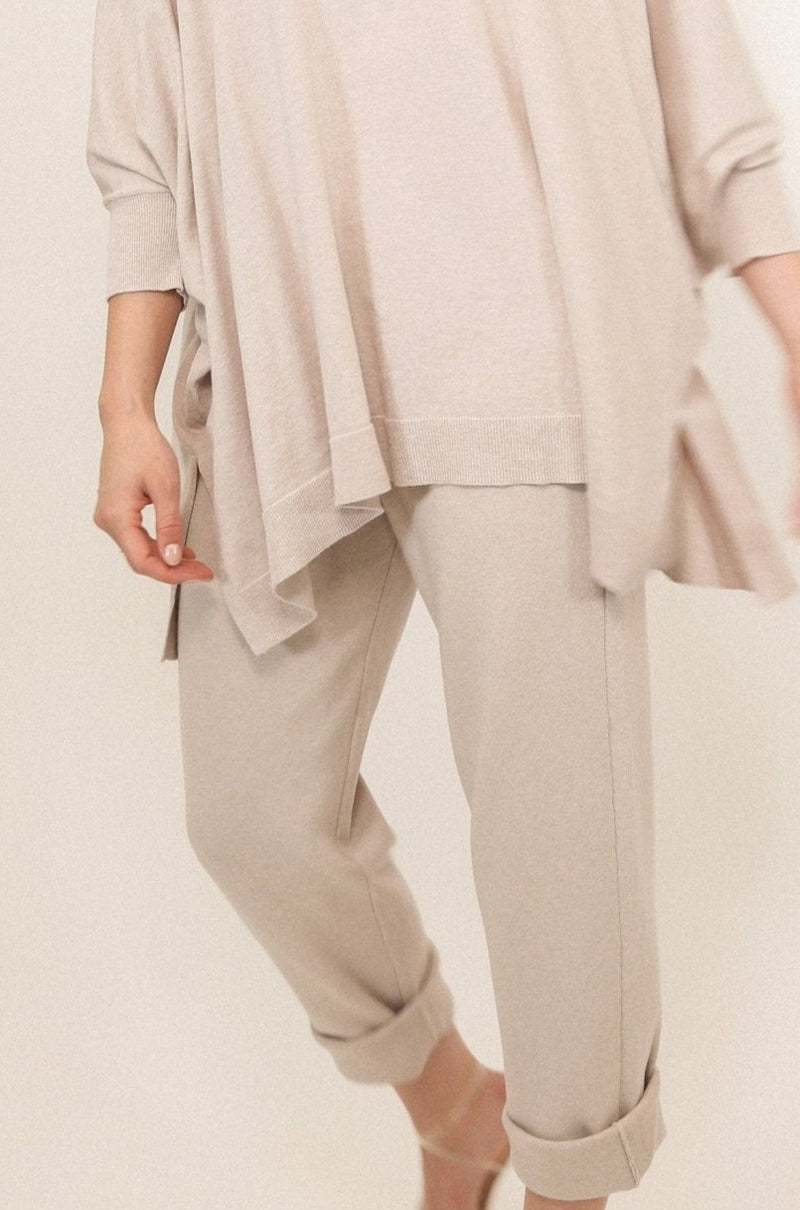 PAIGE PANT IN DOUBLE KNIT HEATHERED PIMA COTTON IN CHAMPAGNE QUARTZ - Jarbo