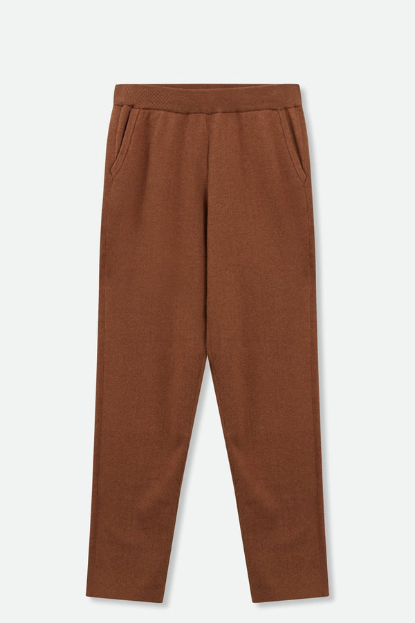 PAIGE PANT IN DOUBLE KNIT HEATHERED PIMA COTTON IN SADDLE BROWN HEATHER - Jarbo