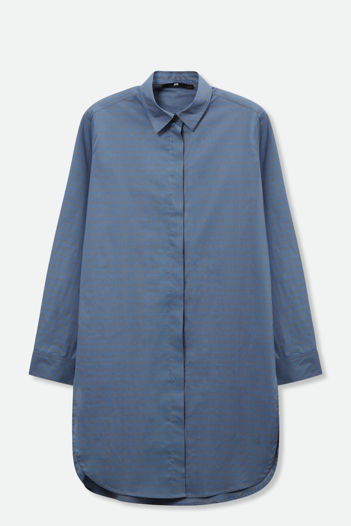 PERFECT SHIRT WITH A LENGTHENED HEM IN ITALIAN COTTON IN BLUE PLAID - Jarbo