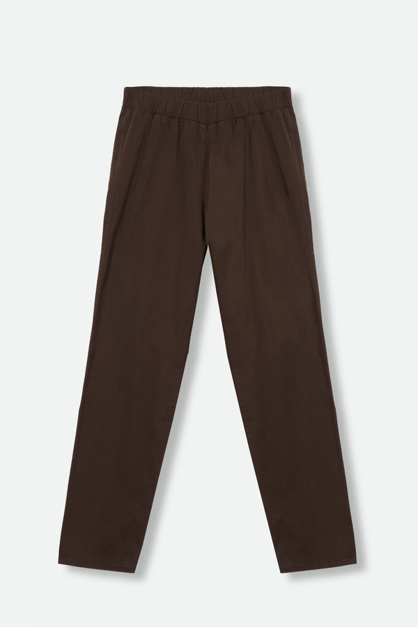 PERRYN PANT IN COTTON STRETCH IN CHOCOLATE BROWN - Jarbo