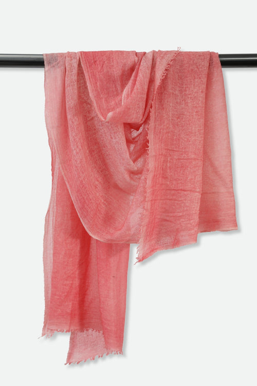 PINK CORAL SCARF IN HAND DYED CASHMERE