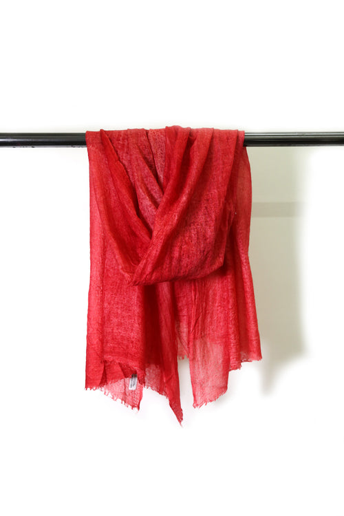 POPPY RED SCARF IN HAND DYED CASHMERE