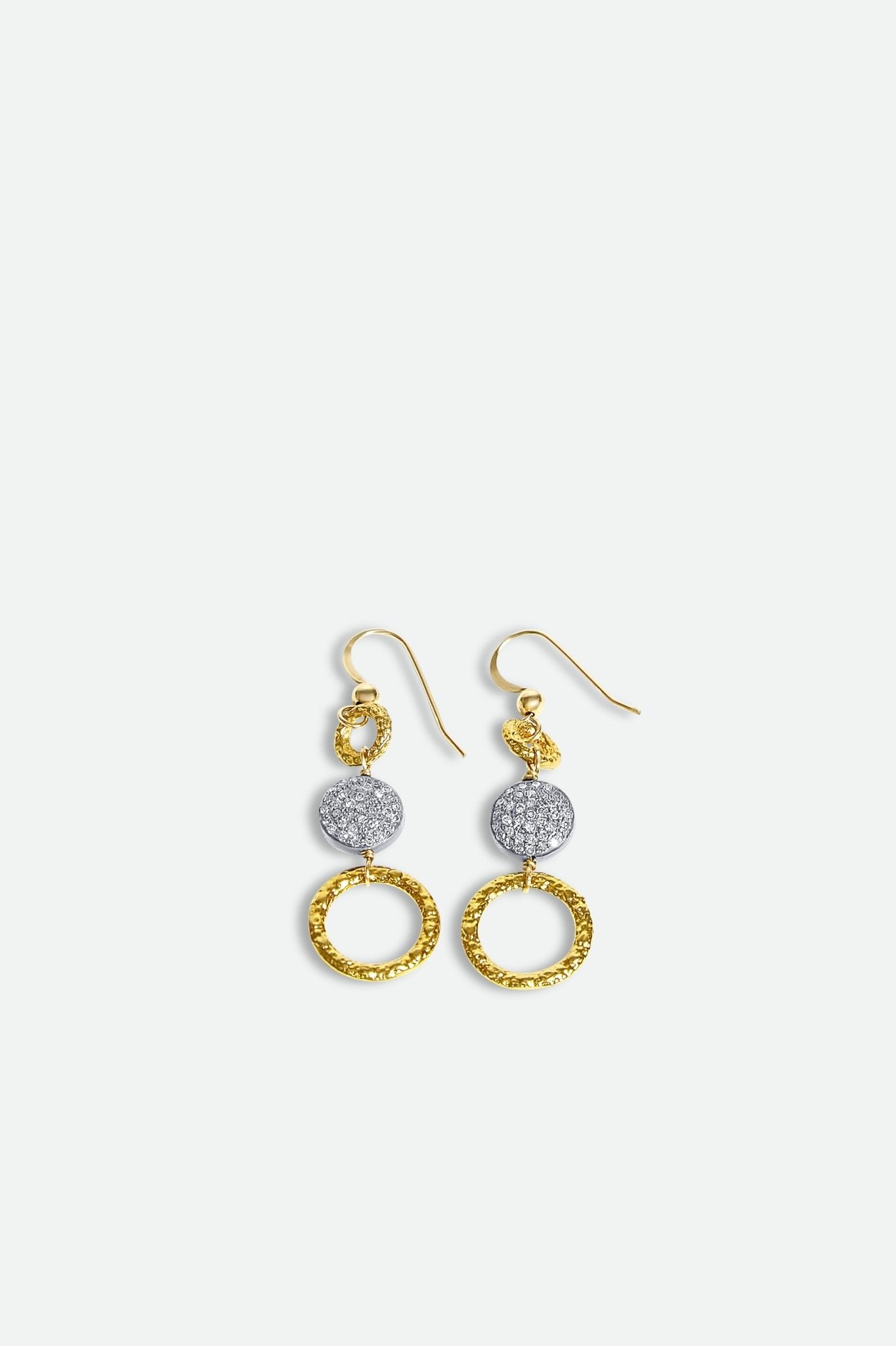 REGINA DIAMOND TWO TONE DISC EARRINGS - Jarbo