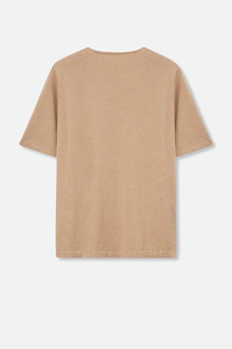 SAMI ELBOW SLEEVE TEE IN STRETCH KNIT PIMA COTTON HEATHER NUDE PINK - Jarbo