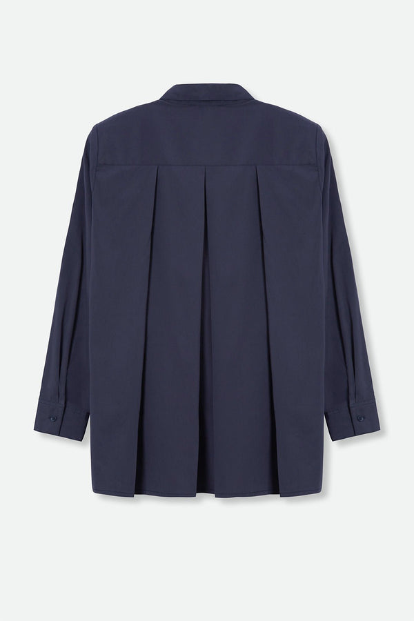SCOUT PLEAT BACK SHIRT IN ITALIAN STRETCH COTTON NAVY - Jarbo