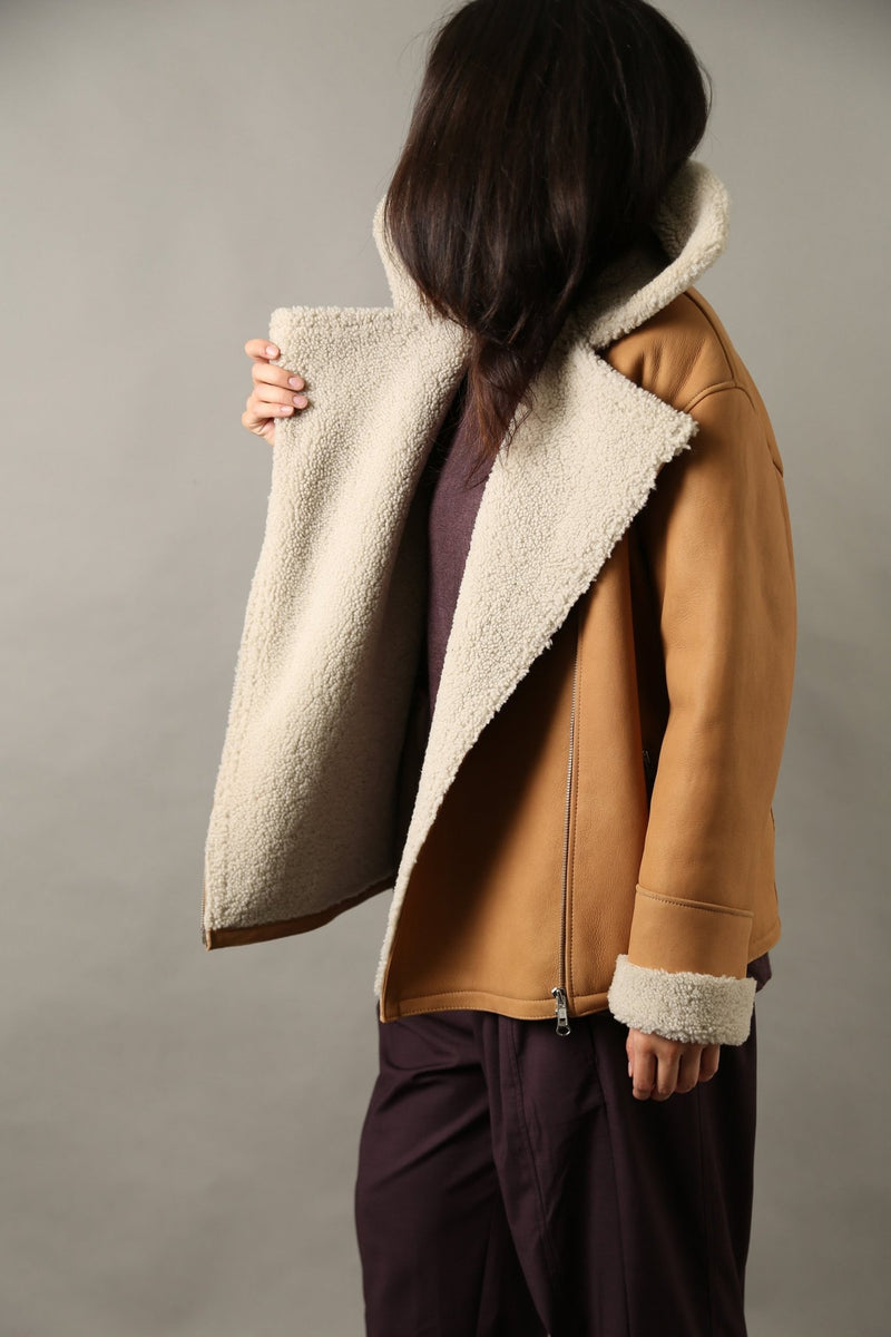 Coalition suede shearling hot sale moto jacket