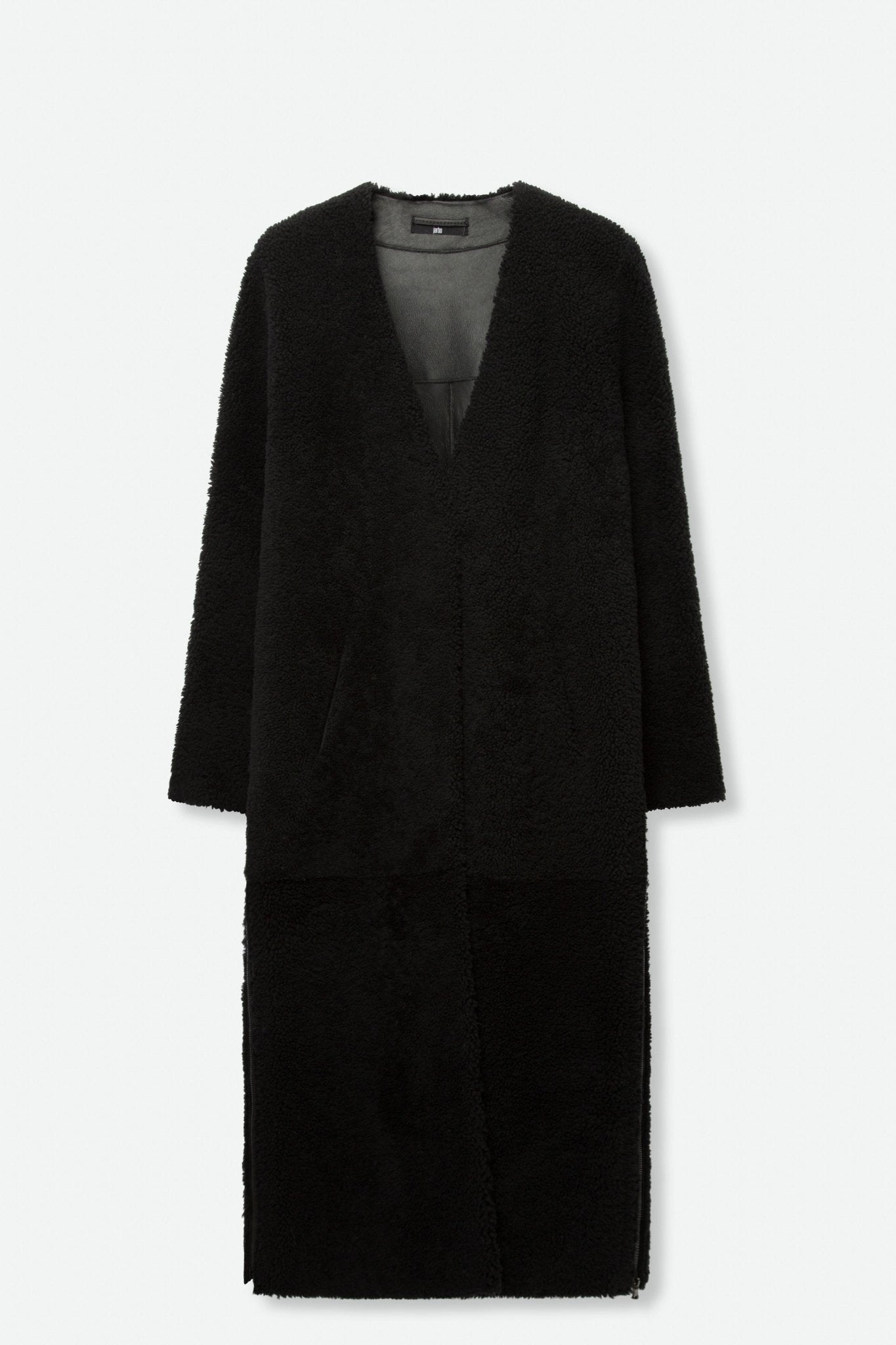 SHEARLING LONG COAT WITH SIDE VENT ZIP - Jarbo