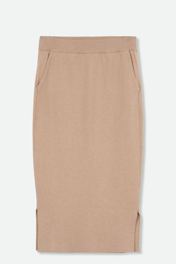 SICILY PENCIL SKIRT IN KNIT PIMA COTTON STRETCH HEATHER NUDE PINK - Jarbo