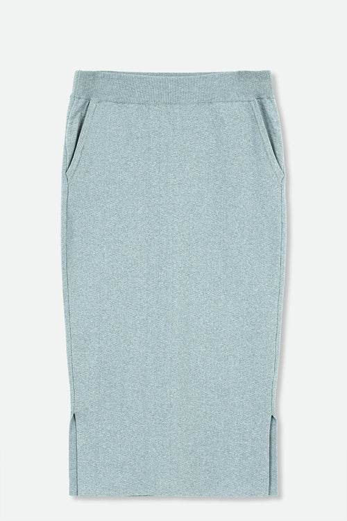SICILY PENCIL SKIRT IN KNIT PIMA COTTON STRETCH IN BLUE HEATHER