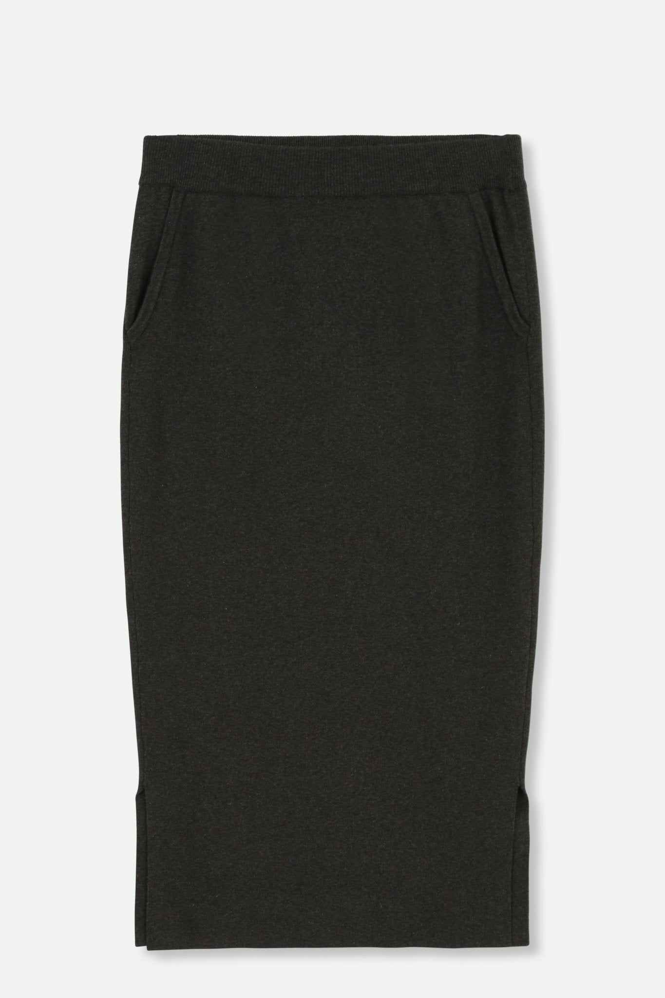 SICILY PENCIL SKIRT IN KNIT PIMA COTTON STRETCH IN HEATHER CHARCOAL - Jarbo
