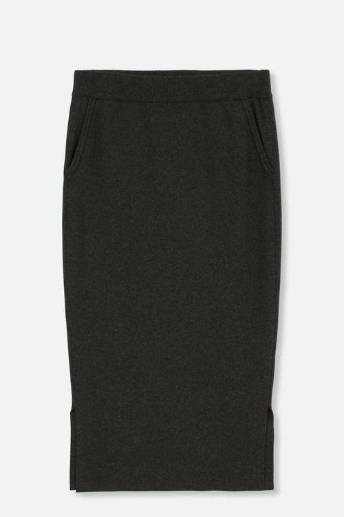 SICILY PENCIL SKIRT IN KNIT PIMA COTTON STRETCH IN HEATHER CHARCOAL