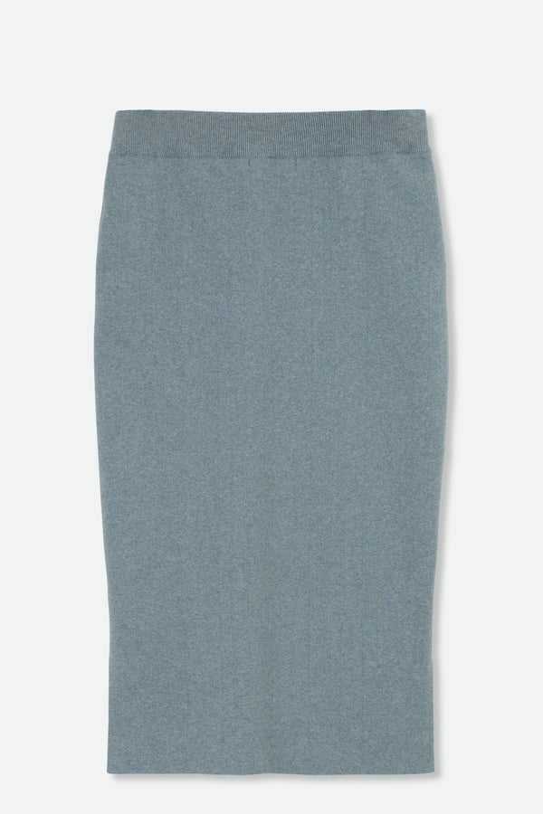 SICILY PENCIL SKIRT IN KNIT PIMA COTTON STRETCH IN HEATHER MARINE BLUE - Jarbo