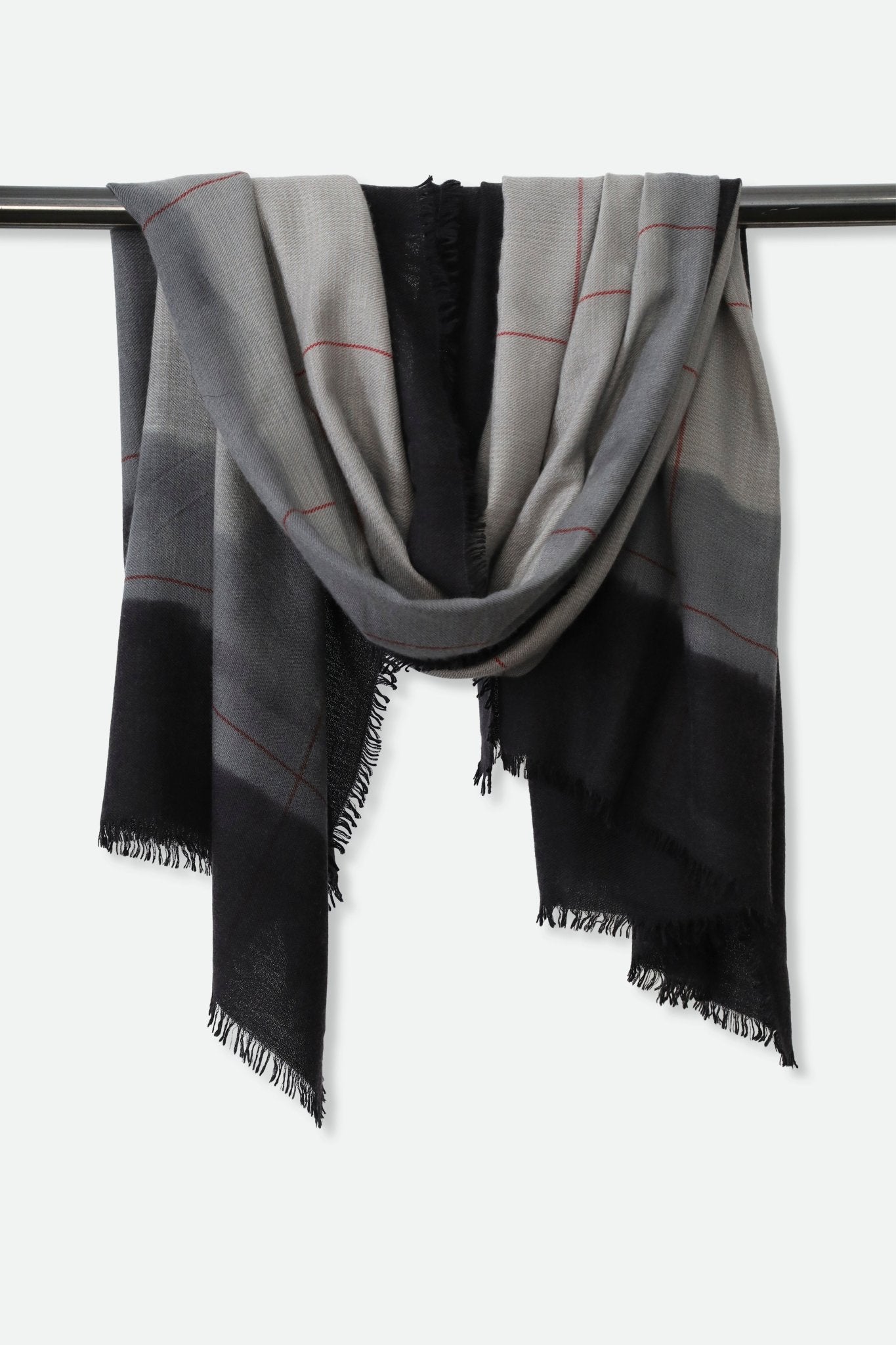 SILVIA ITALIAN SILK CASHMERE HAND PAINTED STOLE GREY & BLACK EDITION - Jarbo