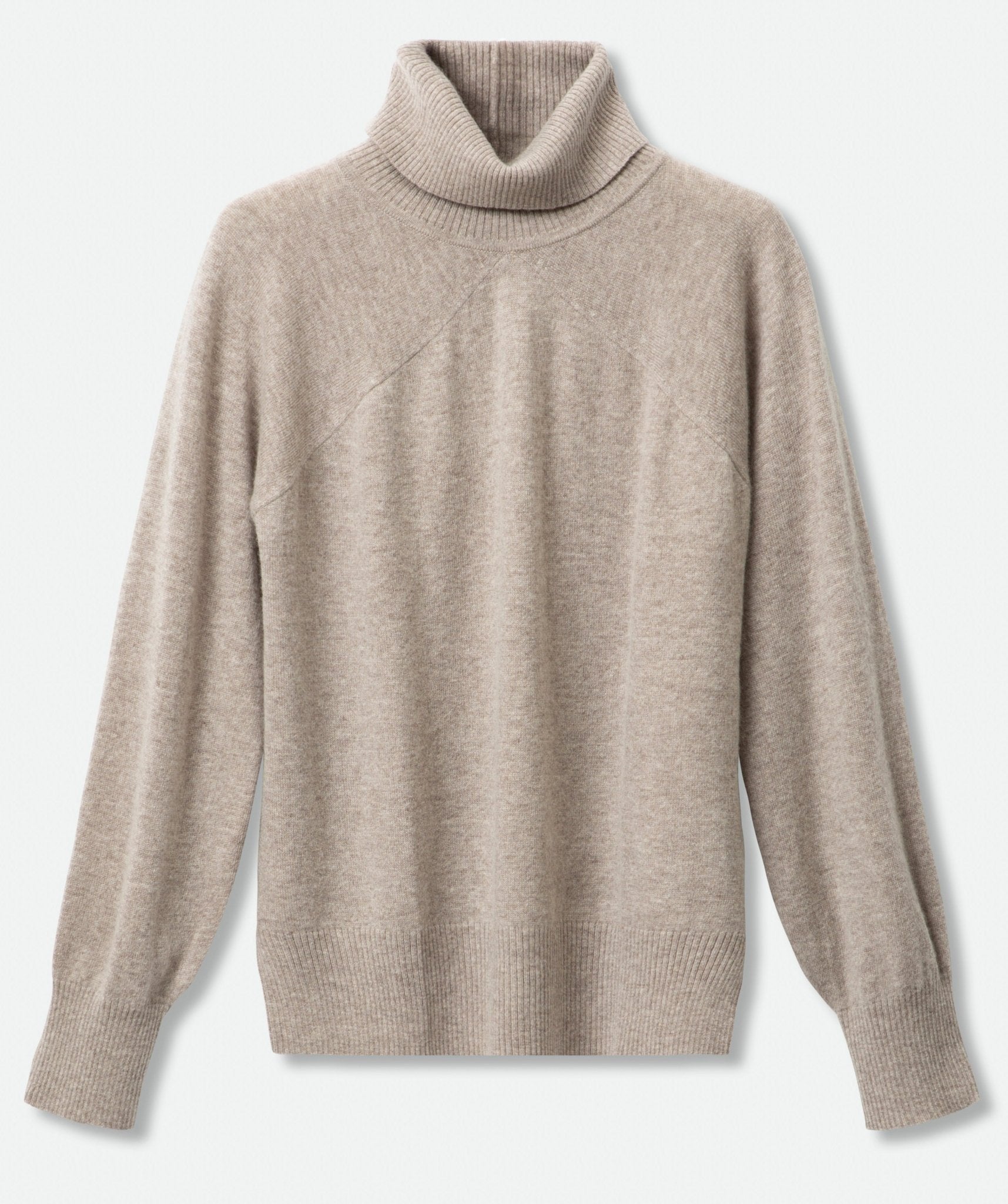 SIMI FOLD NECK IN MERINO CASHMERE IN BEIGE HEATHER - Jarbo