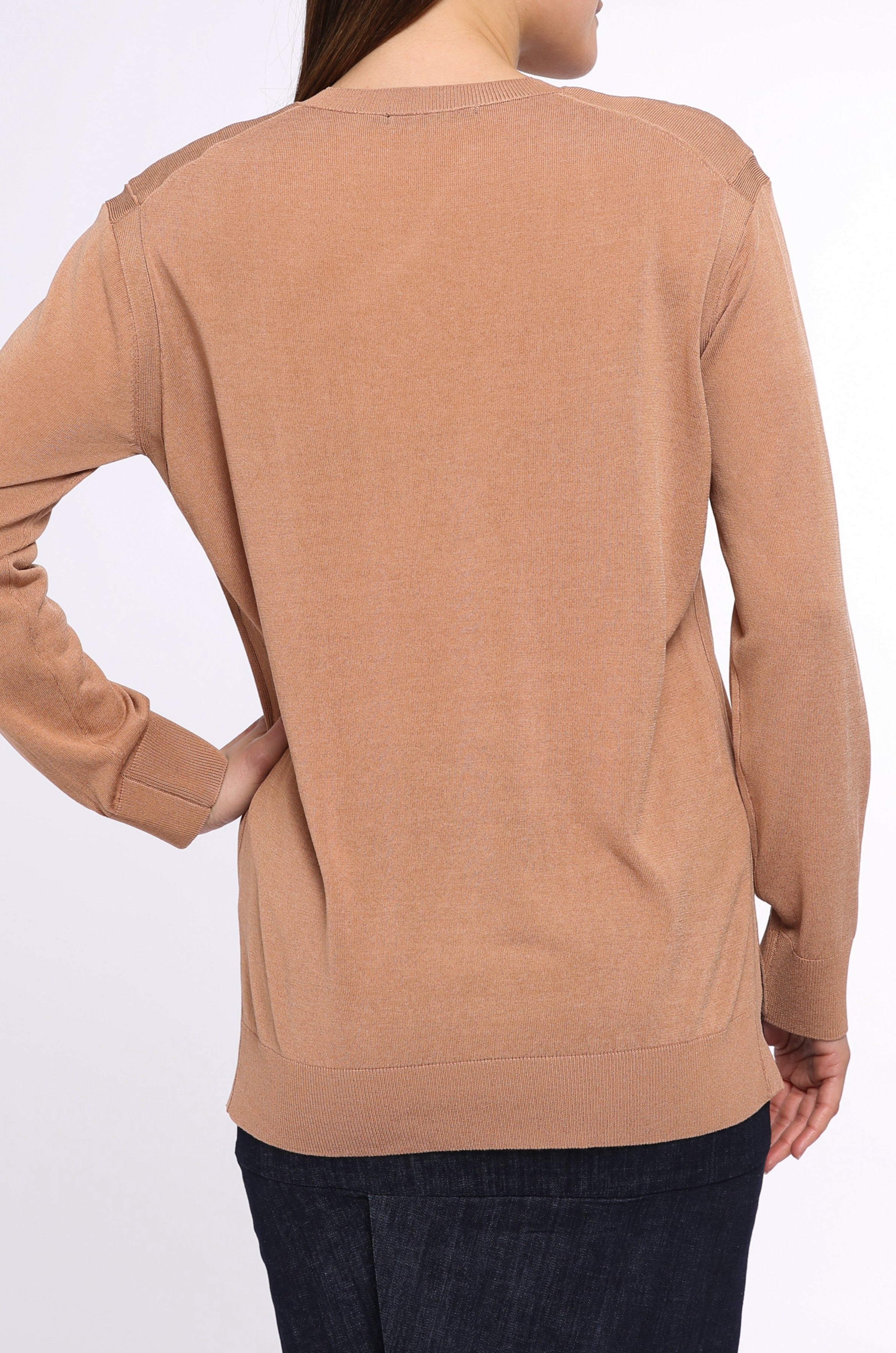 SLOUCHY LONG SLEEVE V NECK IN HIGH TWIST COTTON - Jarbo