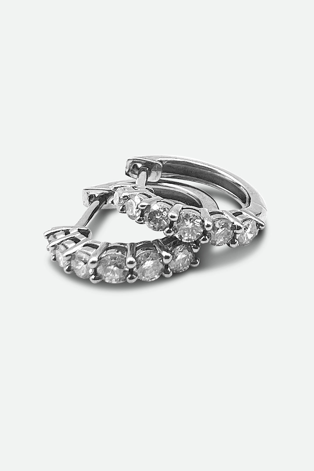 Sterling Silver Large Diamond Huggies Earrings - Jarbo