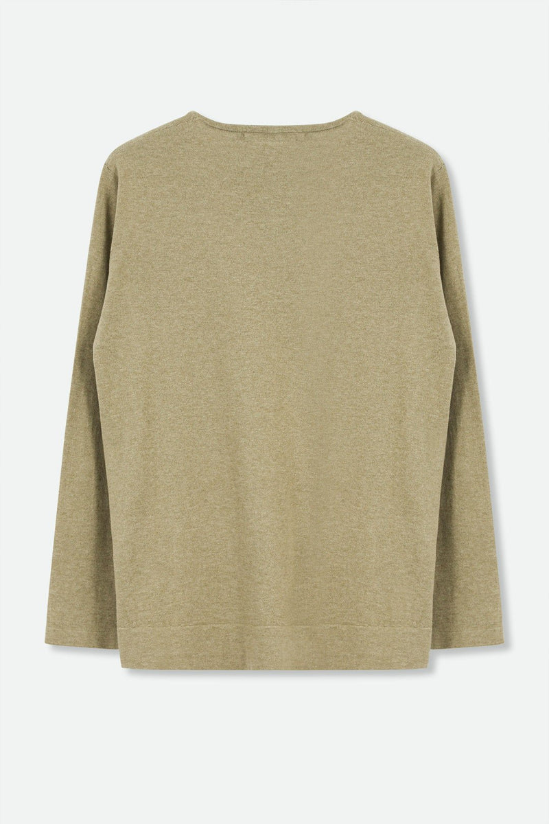 STEVIE LONG SLEEVE CREW IN DOUBLE KNIT PIMA COTTON HEATHER GREEN - Jarbo