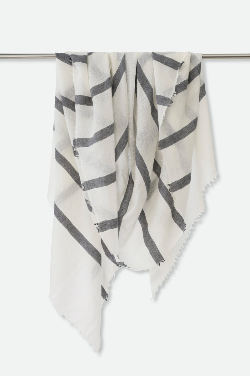STRIPED SCARF IN HAND WOVEN CASHMERE - Jarbo
