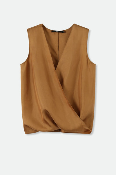 トップス LINEN SLUB TANK TOP teak brown LINEN SLUB TANK TOP in teak brown