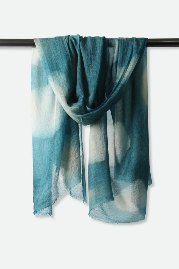 TEAL WINDOWS SCARF IN HAND DYED CASHMERE - Jarbo